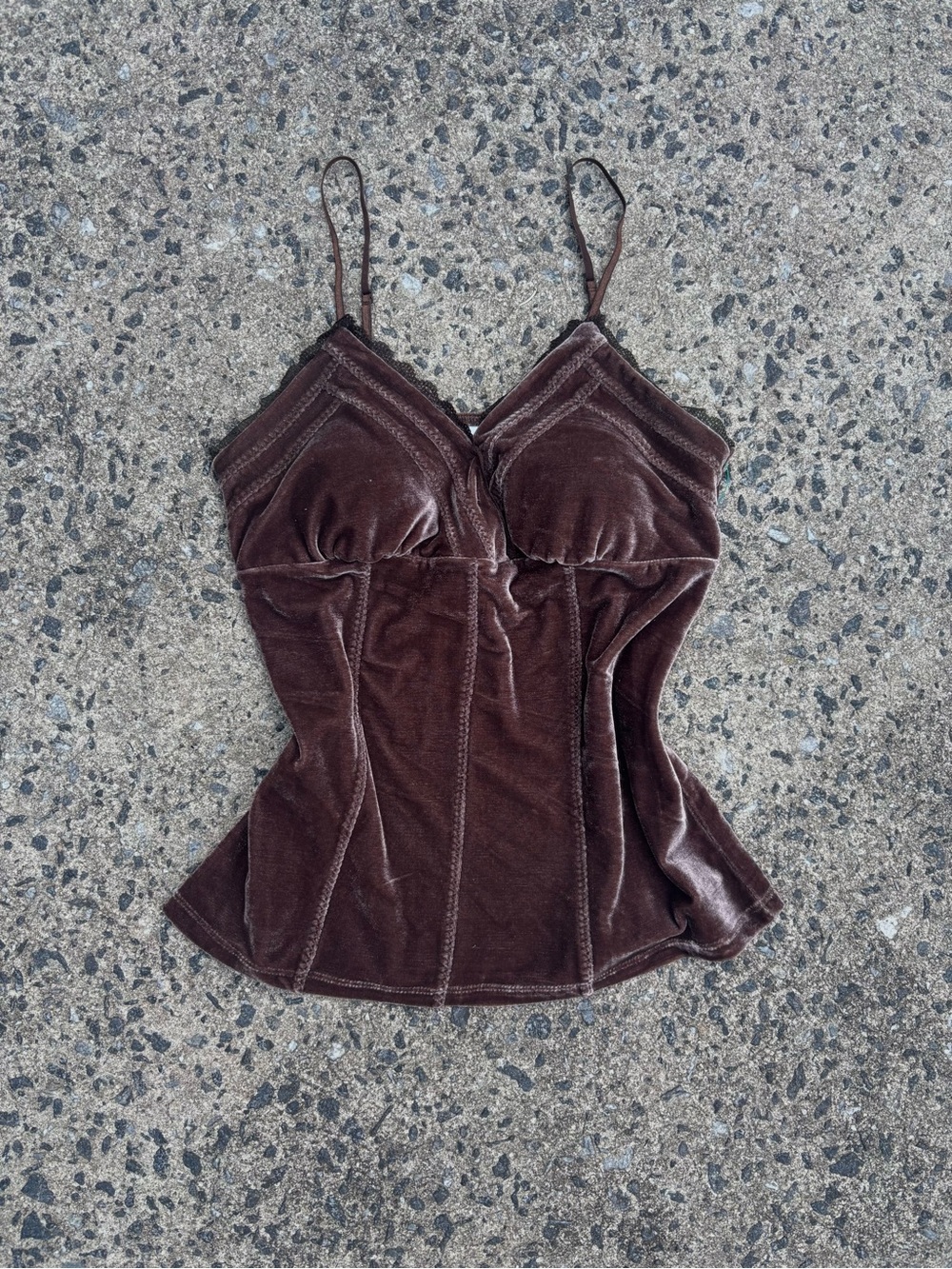 Women’s Y2K Velvet Cami Top - Brown - Picture 1 of 3